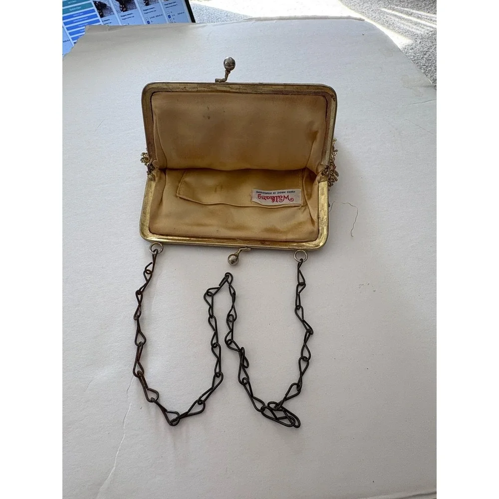 Walborg Beaded Evening Bag/Purse/Clutch Chain Gold sequines
